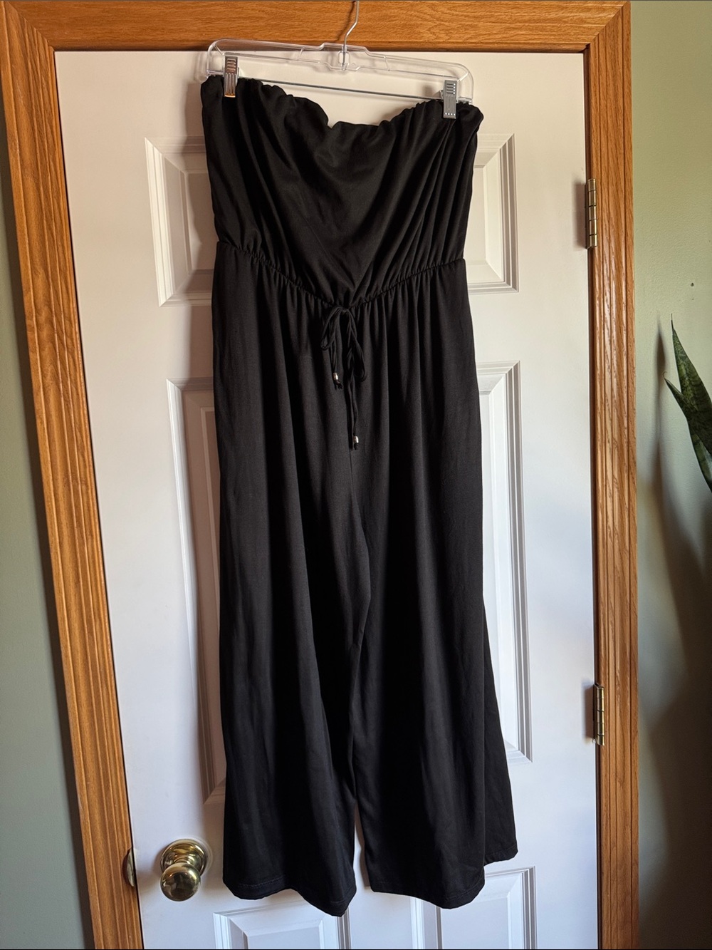NWT Portocruz Strapless Black Soft Jumpsuit Dress with Drawstring Waist size XXL